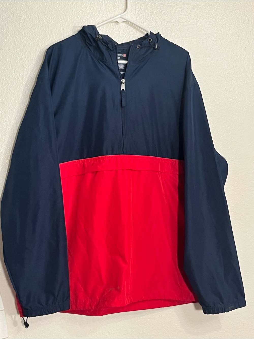Swiss Tech Men's Half Zip Colorblock Windbreaker Jacket Navy Blue Red 2XL/2XG